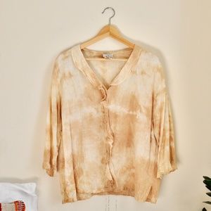 Women's Linen Top - hand dyed with avocado